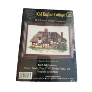 Cross My Heart Old English Cottage 5x7 Wooden Frame Crossstitch Kit x2 Sealed